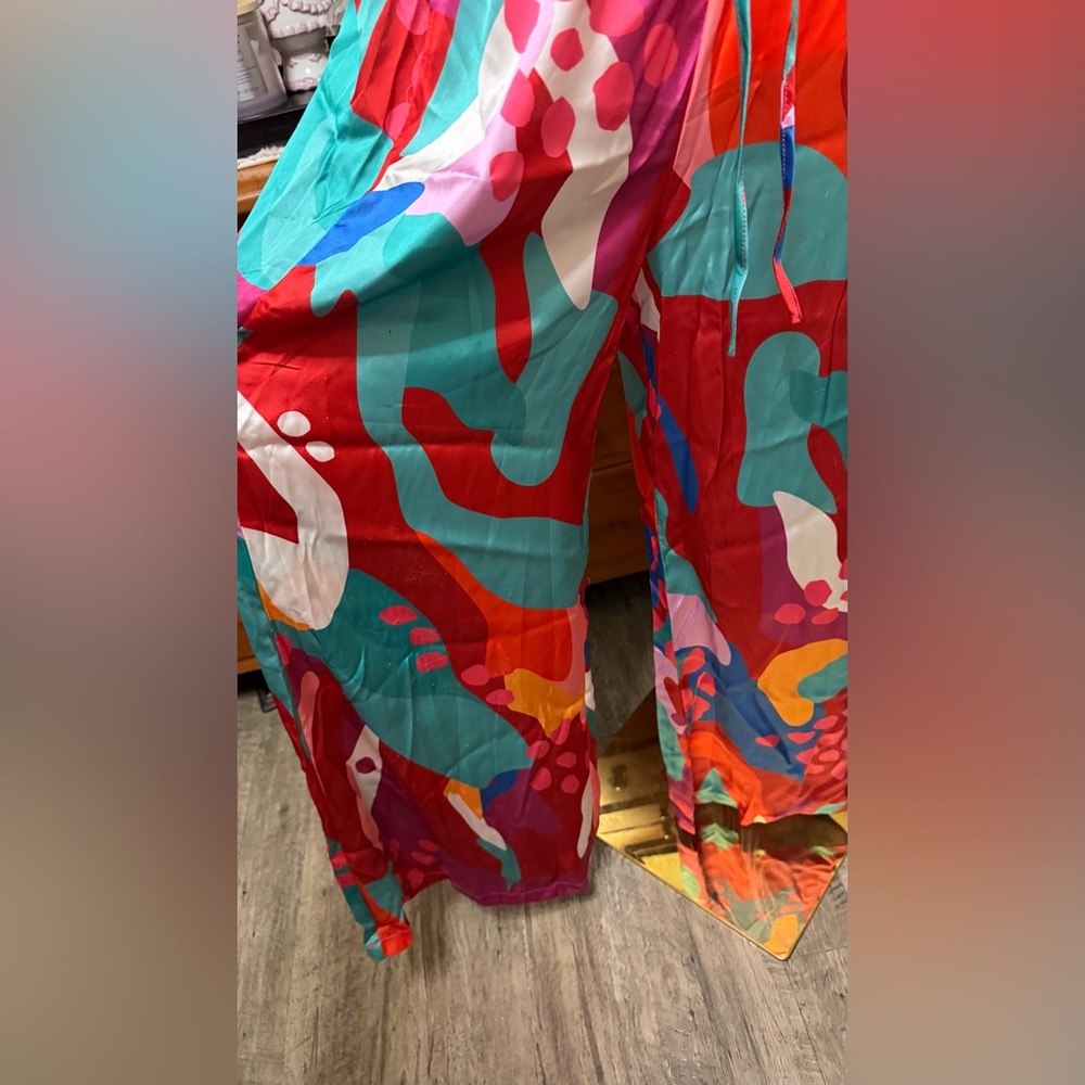 Flying Tomato Multicolor Satin belted Kimono Ensemble set - Picture 15 of 17